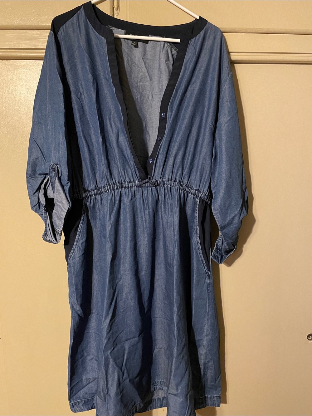 Lane Bryant Navy and Light Blue Shirt Jacket